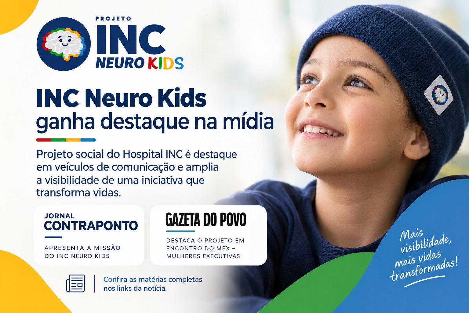 Arte de divulgação: INC Neuro Kids ganha destaque na mídia