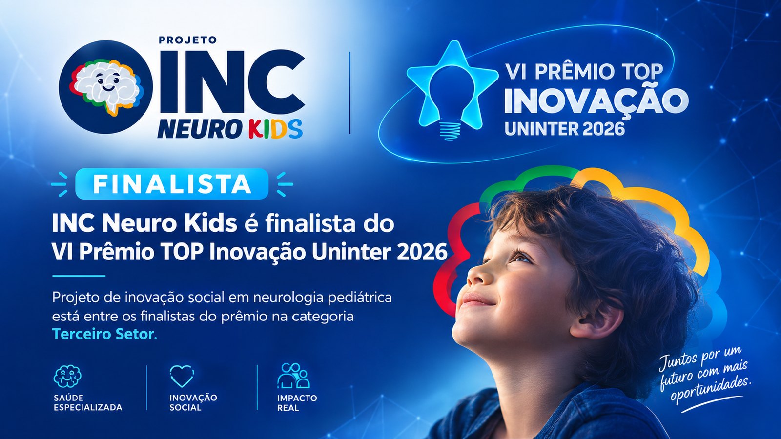 Arte de divulgação: INC Neuro Kids finalista do VI Prêmio TOP Inovação Uninter 2026